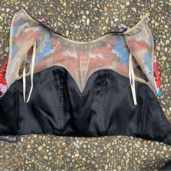 Two piece all over beaded crop top and high waist mini skirt 2 for prom - Picture 5 of 9